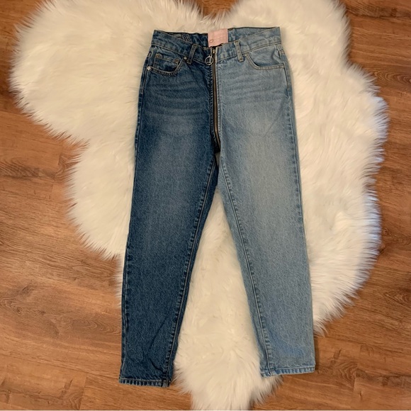 REVICE Ying Yang Two-Tone Zipper Wrapped Crop Jeans 28w - Picture 4 of 16